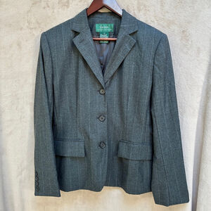 LAUREN Ralph Lauren Gray Pinstripe Blazer Sz8 Classic Elevated Business Tailored